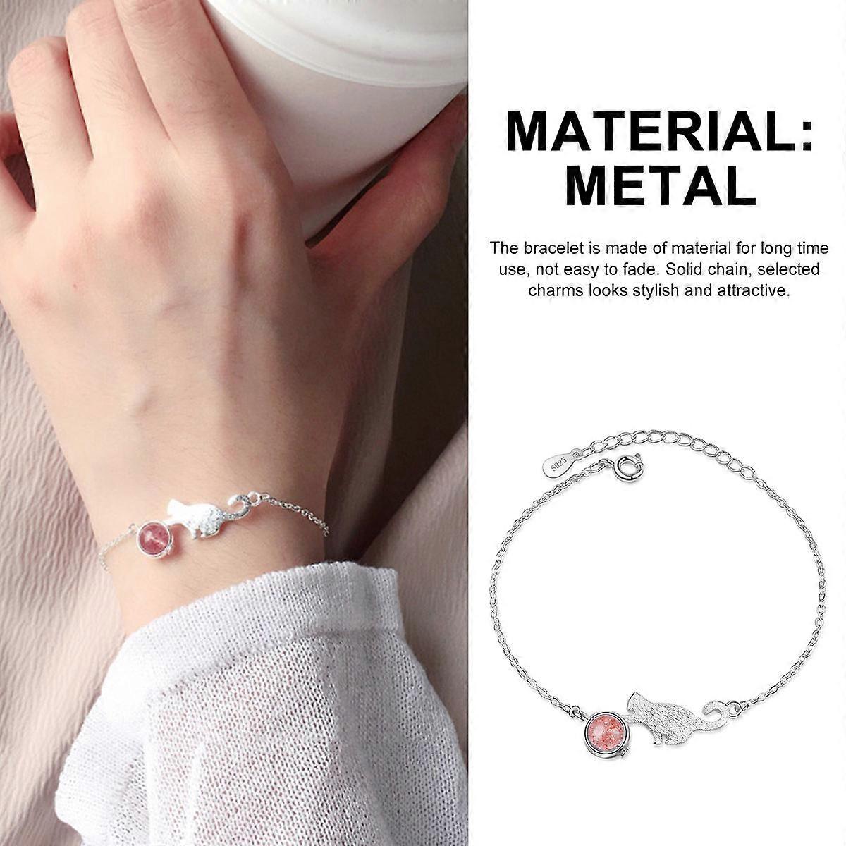Strawberry Stone Hand Chain Metal Bracelet for Decor Girls Bracelet