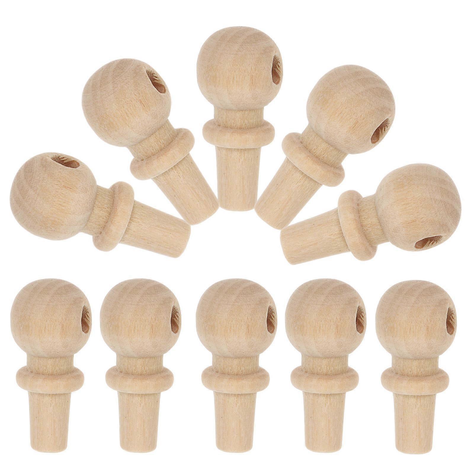 Wood Finials Gourd Stoppers for Kitchen Use 10Pcs Precision Bottle Sealers