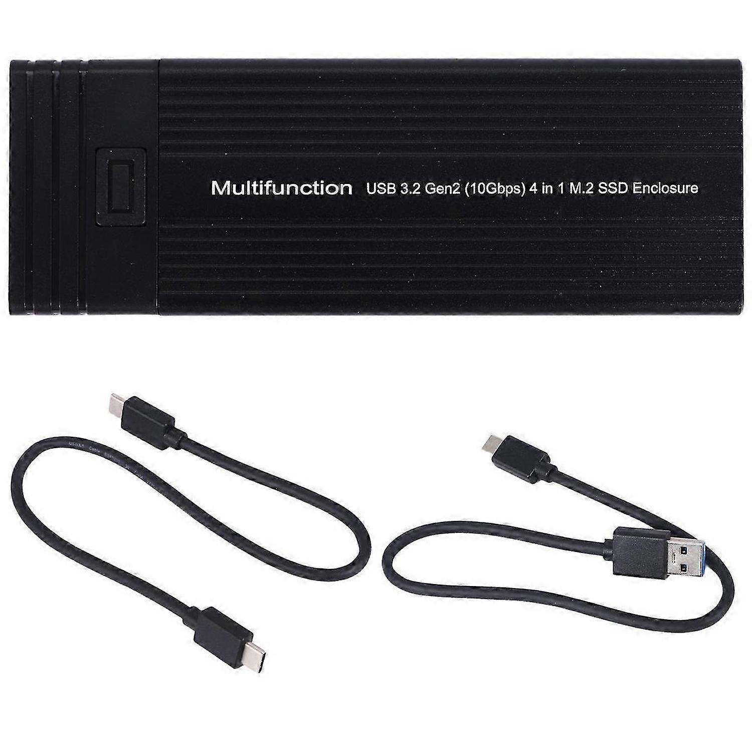 2 in 1 Type C to M.2 NGFF NVME to USB3.0 3.2 10G SSD Enclosure Solid State Drive Box+HUB