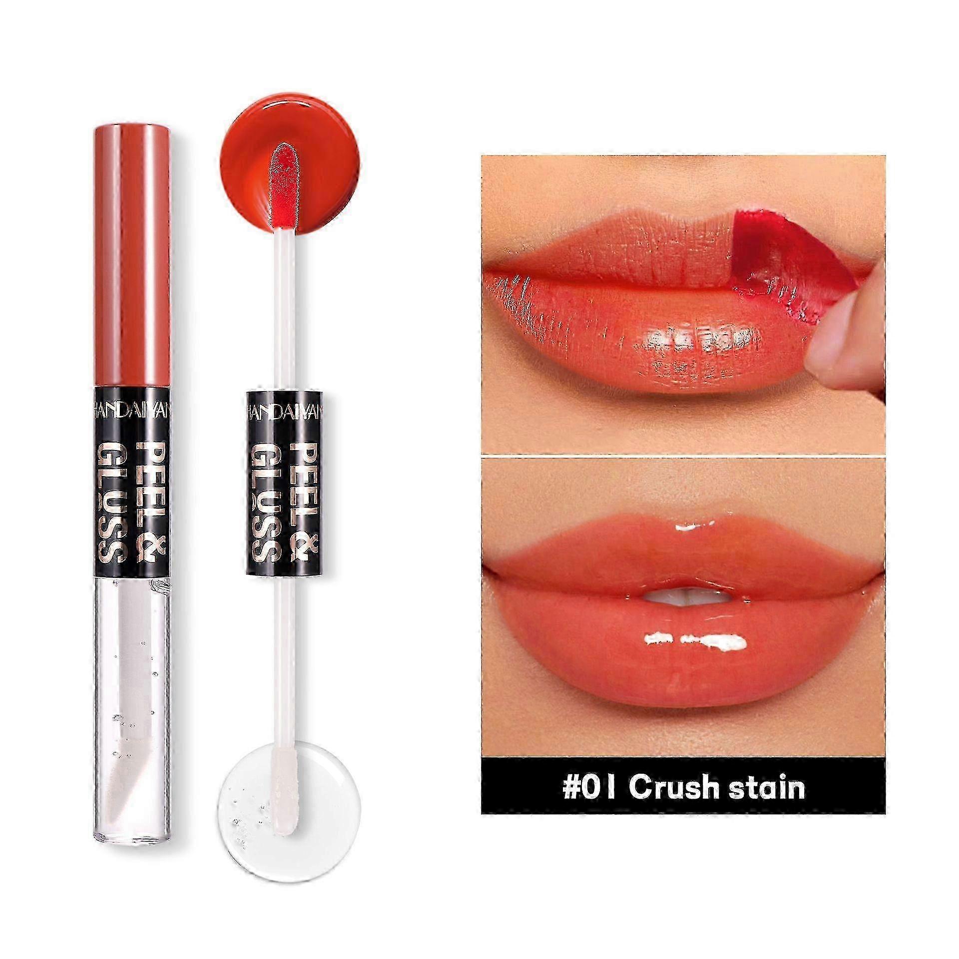 Peel-off Lip Liner Stain & Gloss Set, 2 In 1 Double-end Matte + Mirror Long-Lasting Peel Off Lip Gloss, Waterproof & Transfer-Proof Matte Lip Tat