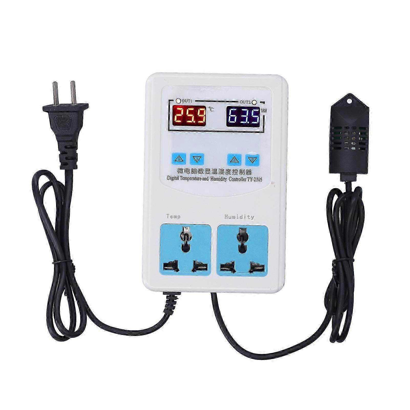 Temperature Humidity Controller -20~60 0~100.0%RH LCD Display Humidistat Thermostat AC 110