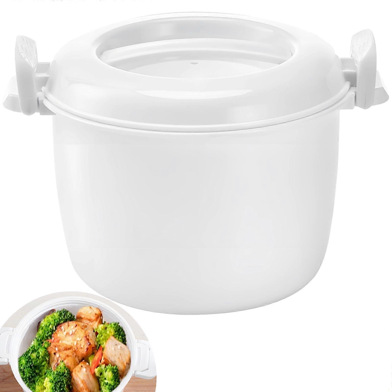 Rice Cooker White Plastic Portable Insulated Lunch Box With Lid Travel Large Small Multi Functional