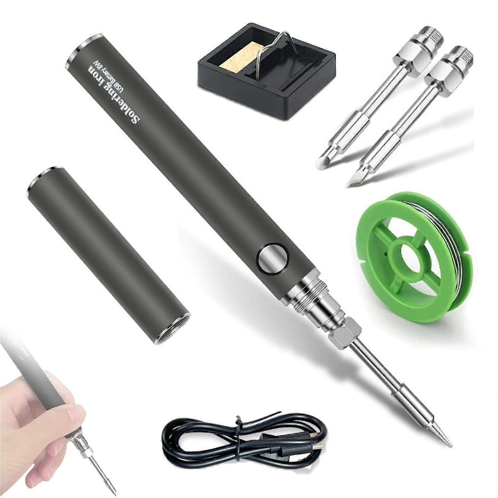Soldering Cordless Soldering Iron Wireless Portable Rechargeable Soldering Kit For Electronics Grey