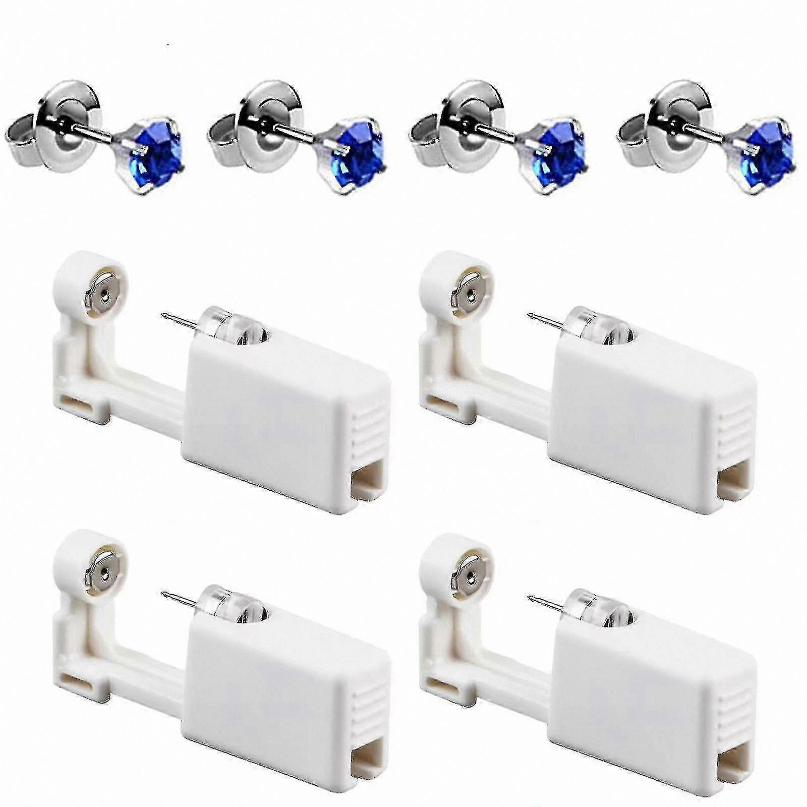 Disposable Ear Piercing Kit with 4 Sterile Guns and Earring Studs for Safe Self-Piercing at Home