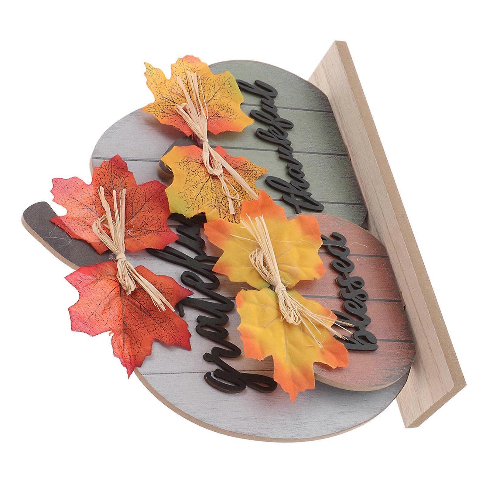 Rustic Fall Decorations Wooden Pumpkin for Home Tabletop 4Pcs