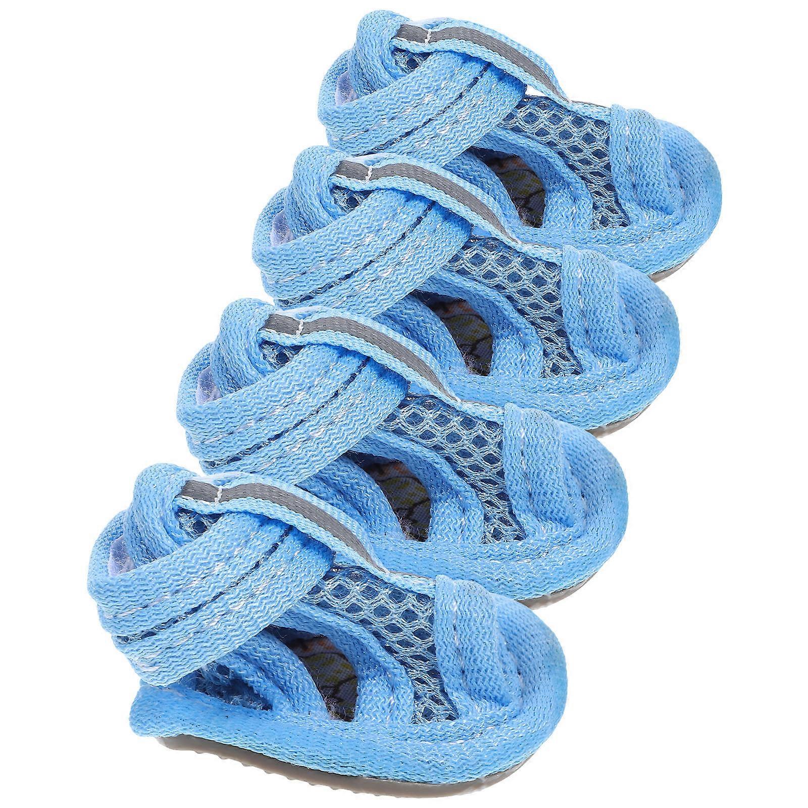 Blue Mesh Dog Shoes 12Pcs Anti-Slip Sandals for Pets Summer Use