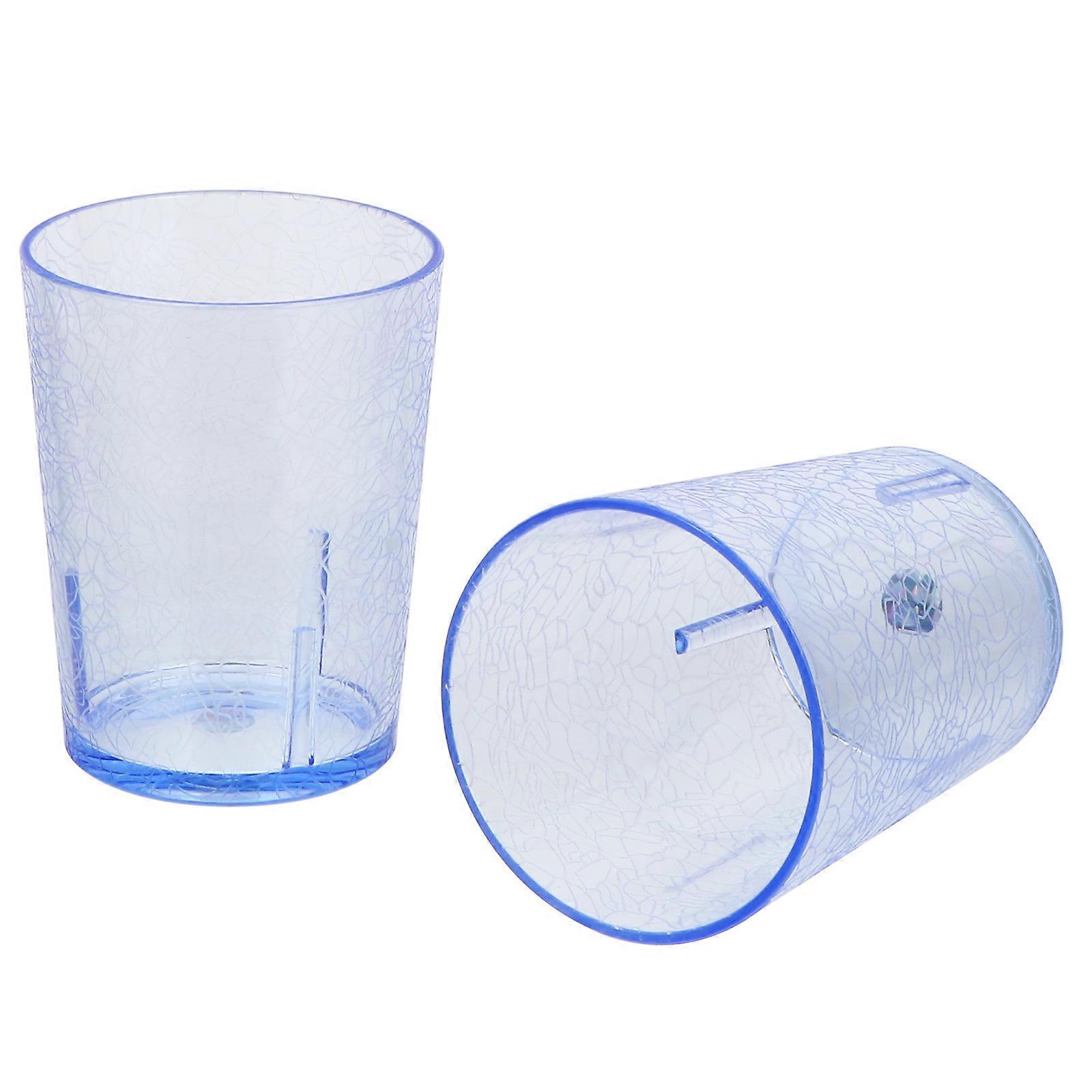 Blue Acrylic Drinking Cup for Drinking Use 4Pcs Crack Grain Design Mug