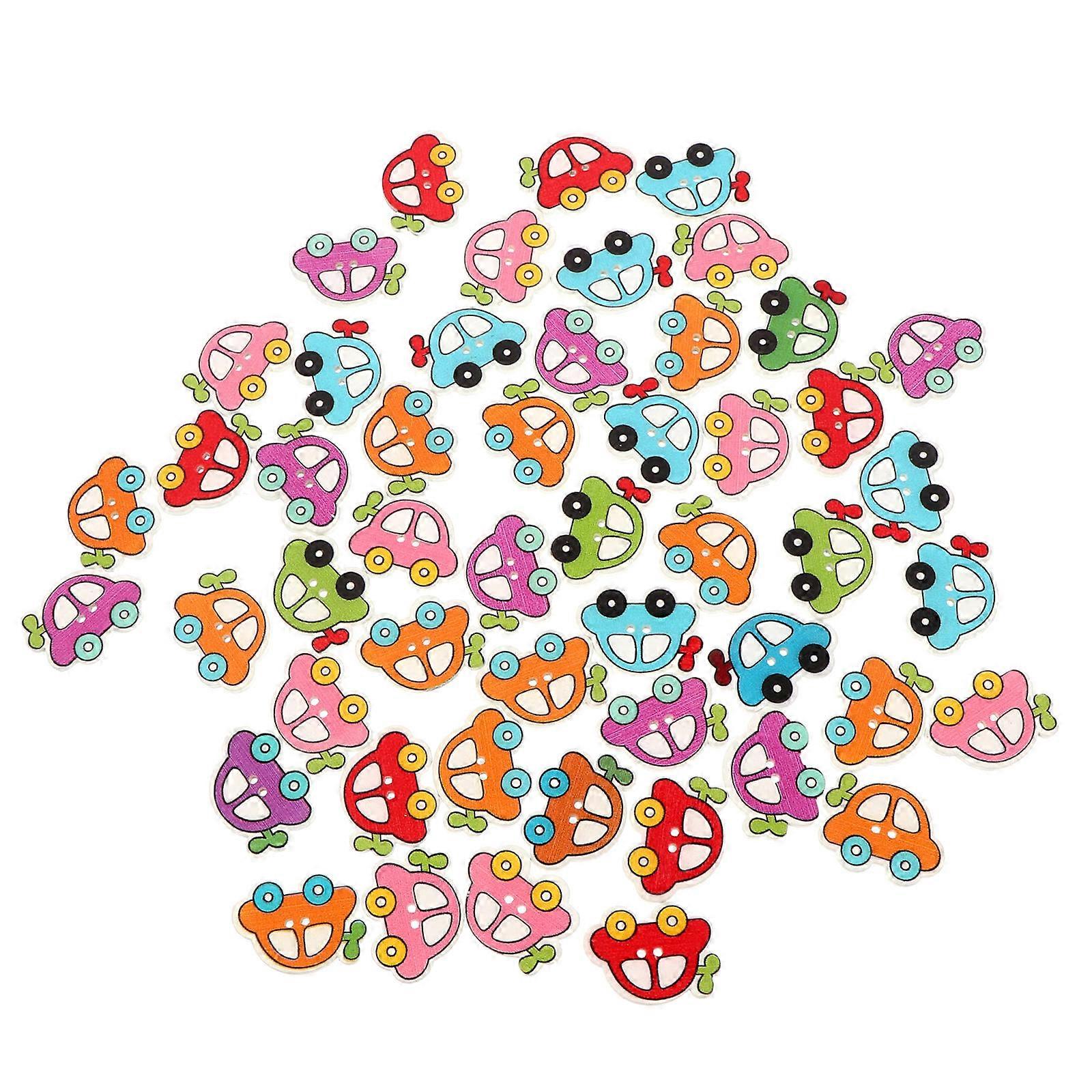 Wood Decorative Car Sewing Buttons for Craft Projects 200Pcs Pack