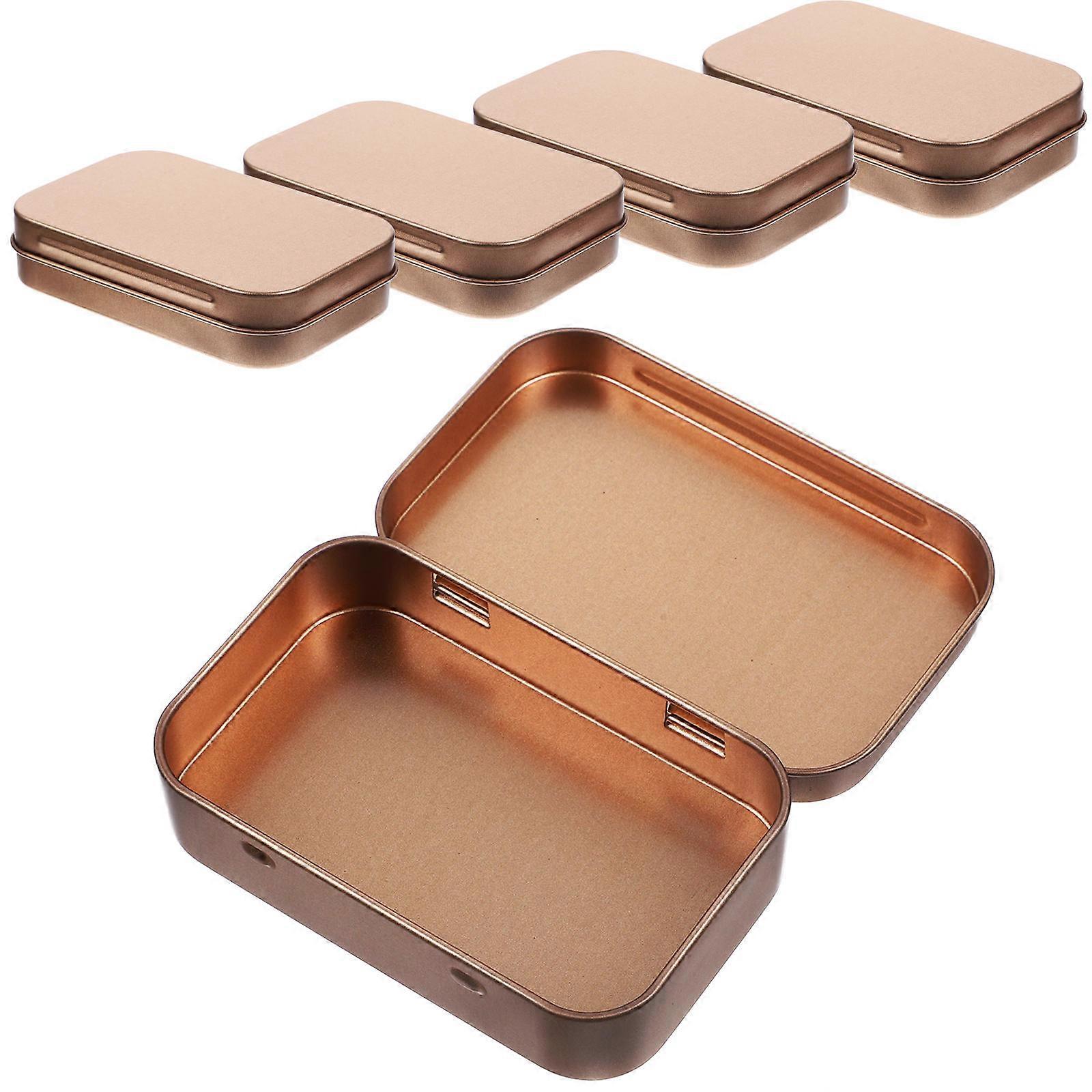 Hinged Tin Box Empty Small Storage Container For Various Occasions Rose Gold Rectangular 25Pcs