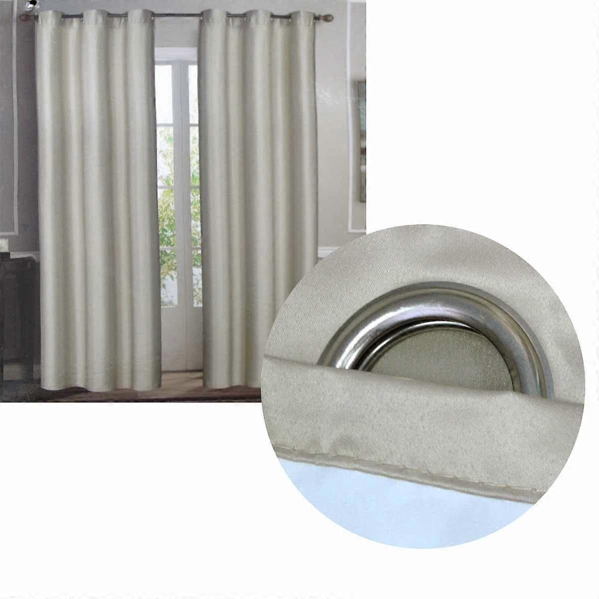 Emporio Hudson Pair Of Coated Back Blockout Eyelet Curtains 137 X 213Cm Each Taupe (Labelled As Ivory) Curtains & Drapes