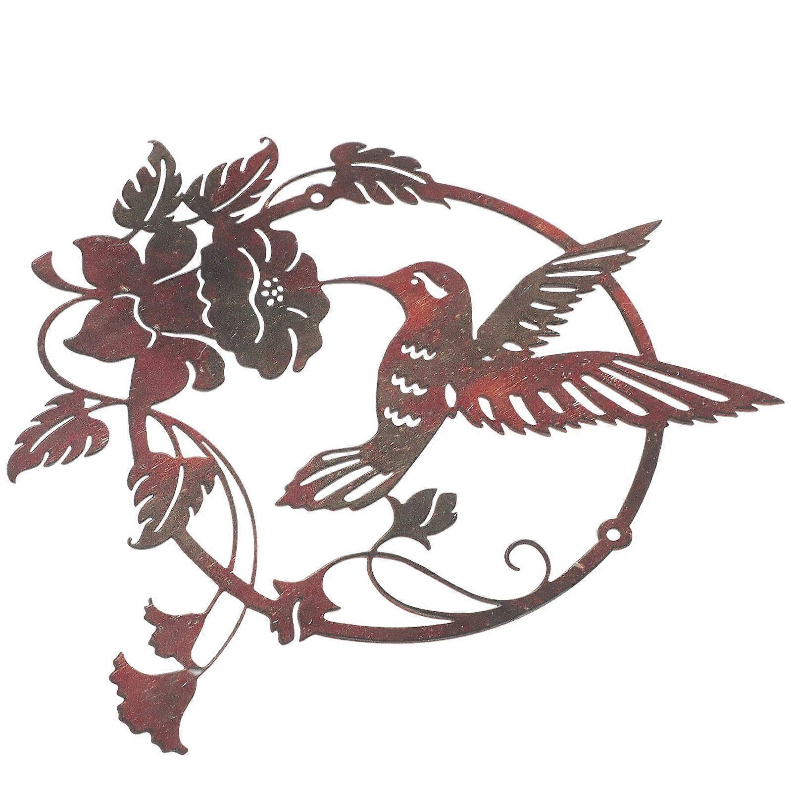 Circle Sculpture Wall Iron Round Bird for Decoration 2Pcs