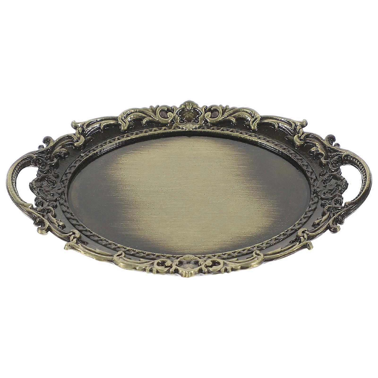 Iron Mini Tray Doll Tableware for Displaying Use 5Pcs Green Doll House