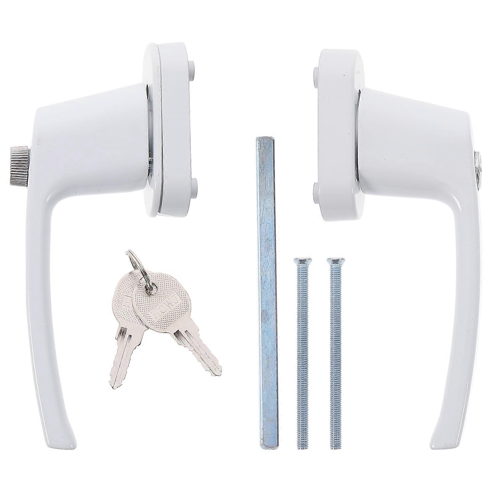 Security Lock Lever Door Handle 2Pcs Solid Thickened for Door White Color