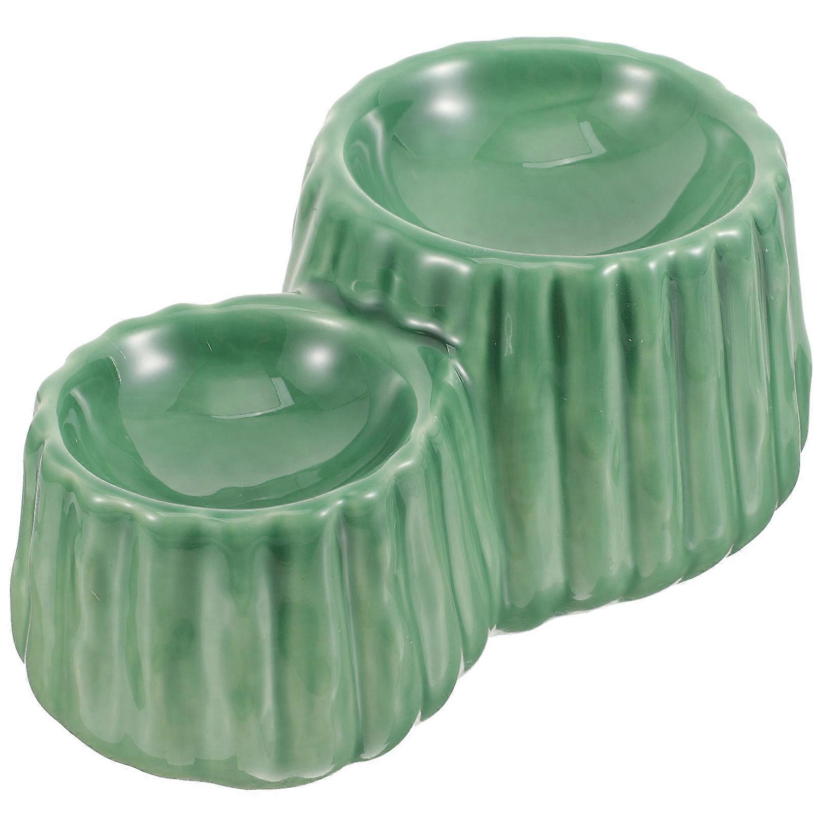 Raised Cat Bowl Designed For Indoor Feeding Provides A Stable Structure Light Green 2Pcs