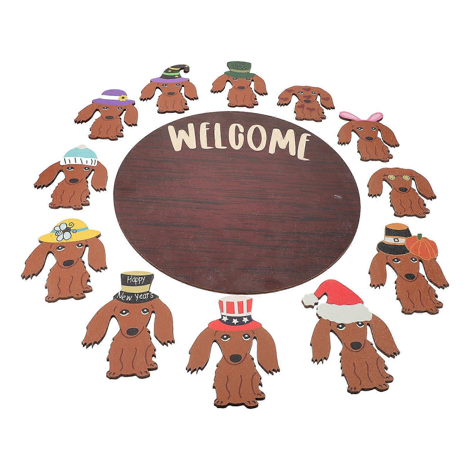 Interchangeable Dog Sign Wooden Decor for 5Pcs Hanging Set