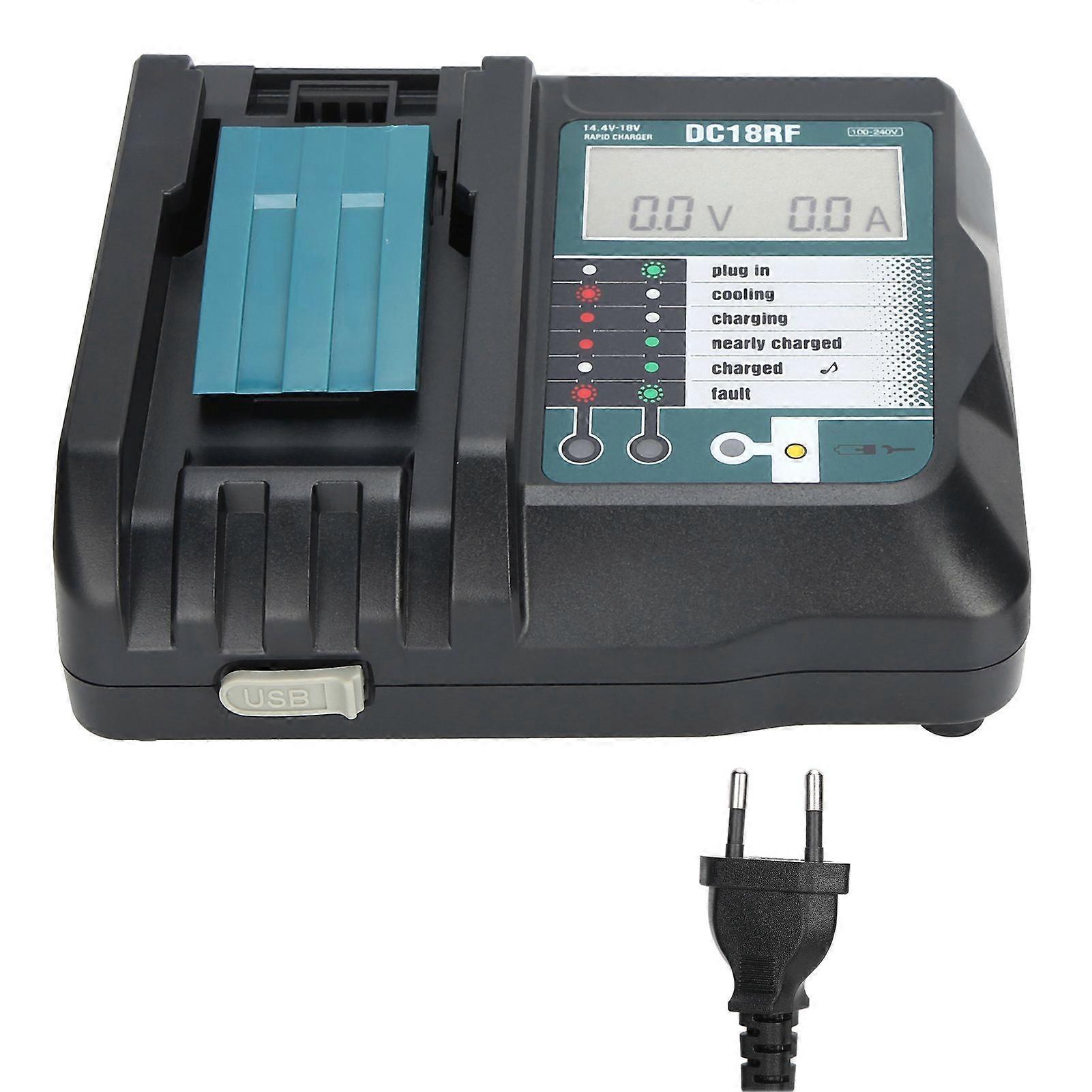 DC18RF Charger with Screen USB Interface Fit for Makita 14V/18V Lithium Battery