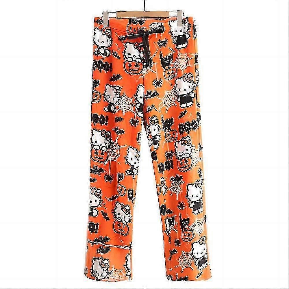 Halloween Pyjamas Byxor Unisex Höst Vinter Varm Flanell Sovkläder Trendig Pumpa Tecknad Hemkläder