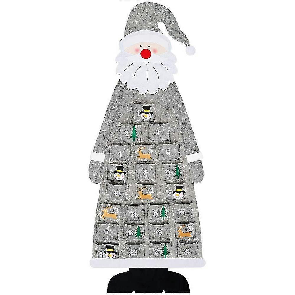 Christmas Felt Advent Calendar Wall Hanging Santa Advent Calendar With Pockets 24 Days Reusable Gra