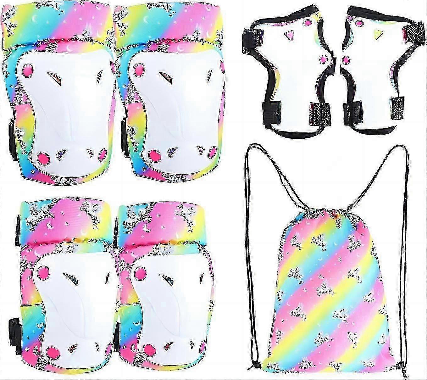 6-in-1 Wrist Pad Set with Adjustable Kids Protective Gear for Knee Elbow and Bike/Inline Skate/Scooter Use Ages 3-8