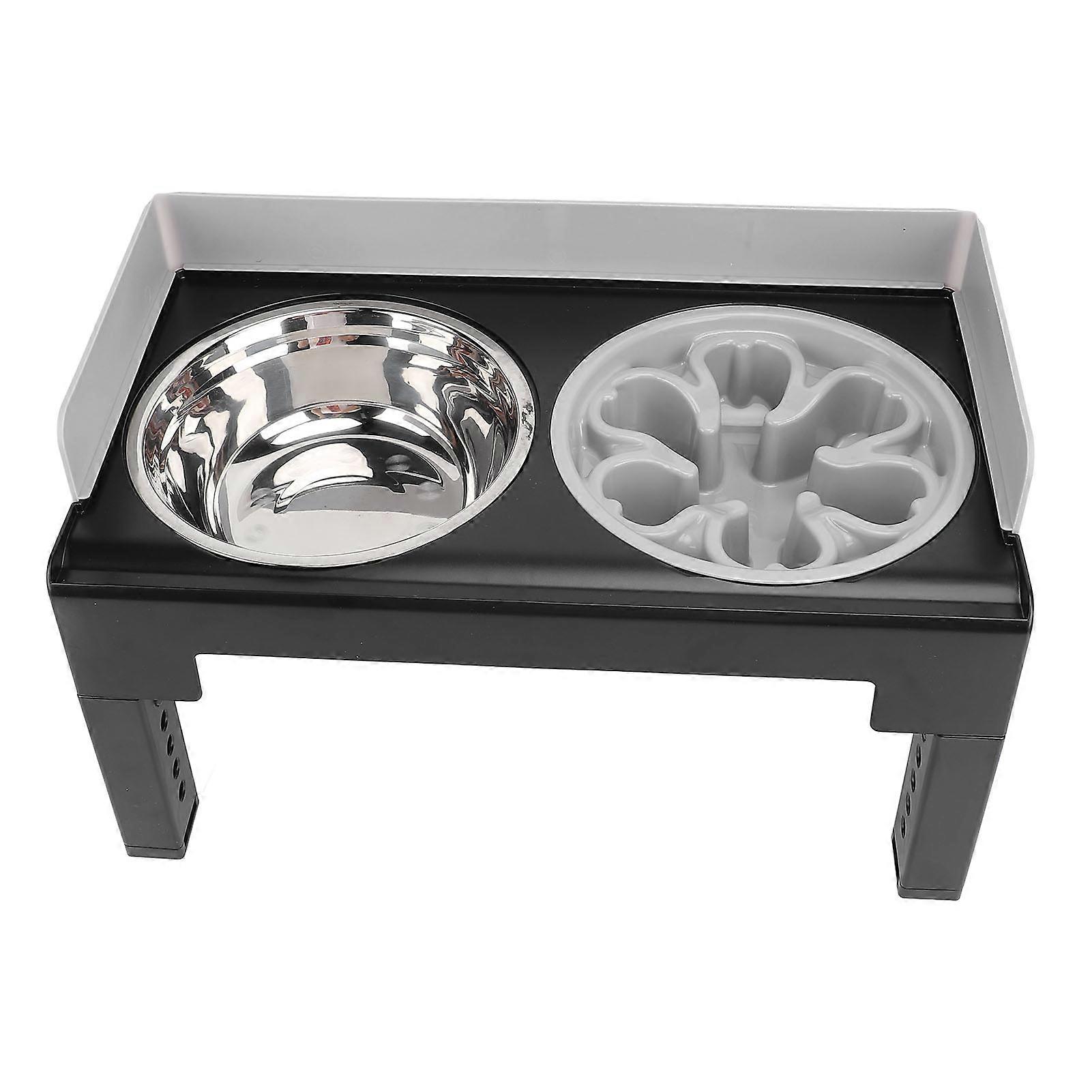 Elevated Pet Bowl Stand 41.7x23.7cm Adjustable Height Gray