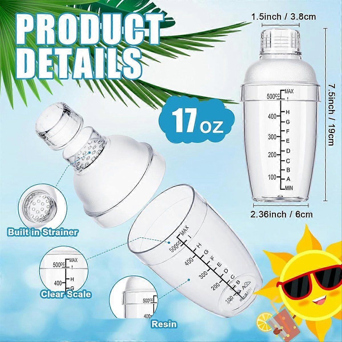 4 Pcs Plastic Cocktail Shaker Hand Drink Mixer Shaker