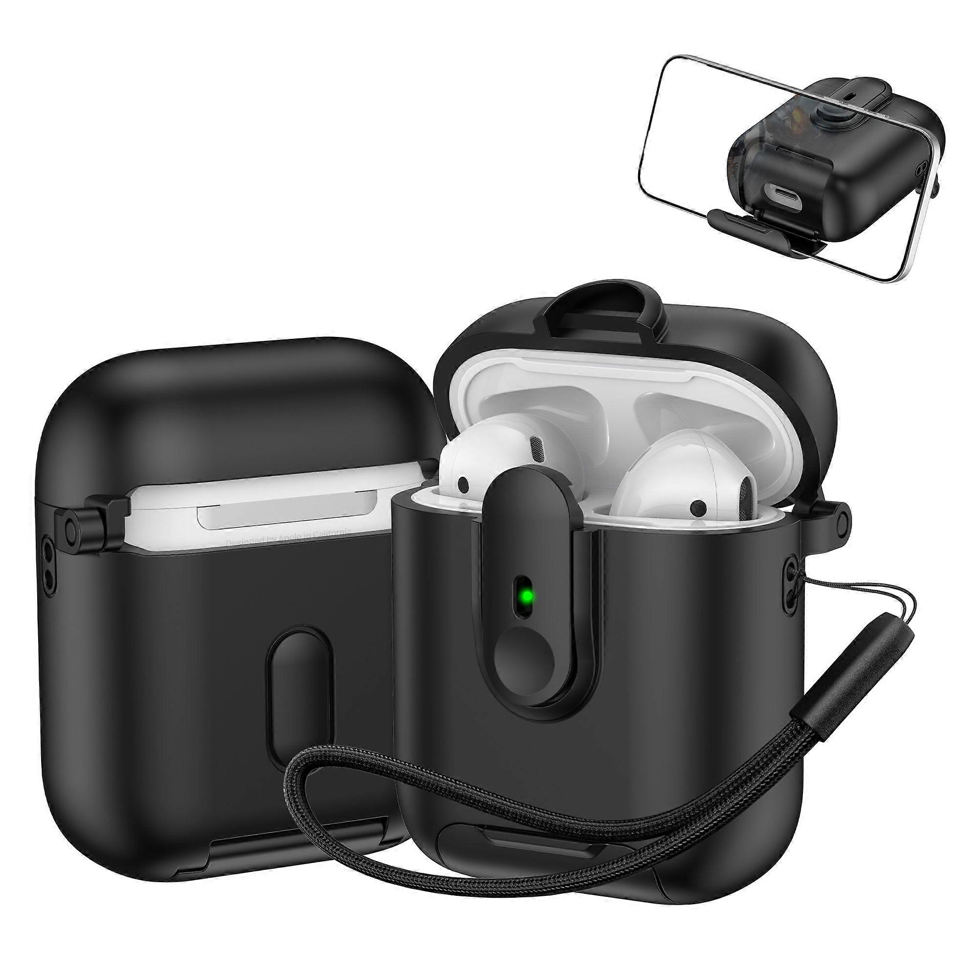 Switch Lock Case for Apple AirPods with Wireless Charging Case (2019)/ AirPods with Charging Case (2019/ 2016), with Lanyard