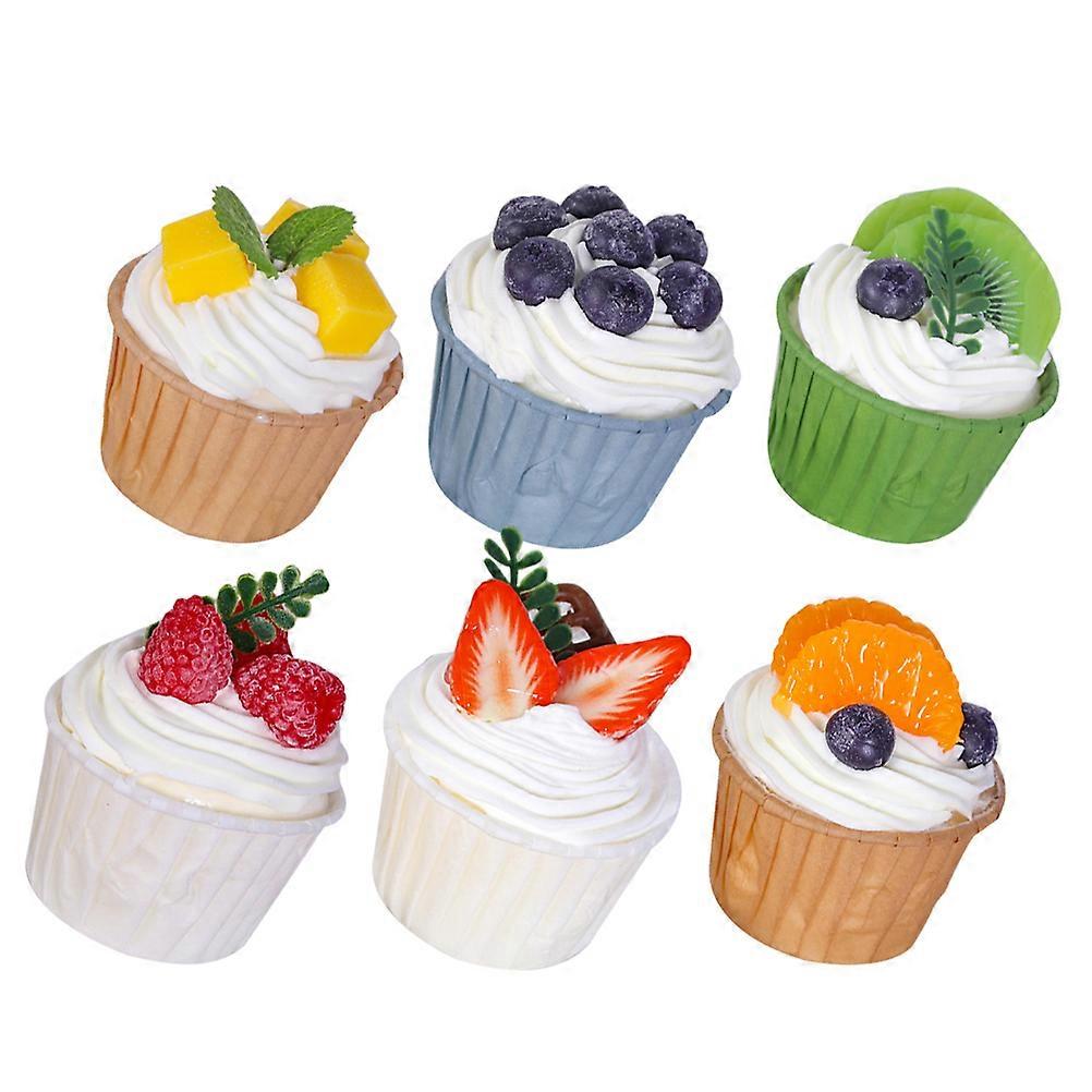 Artificial Display Cake Fake Cupcake Model Simulation Props For Bakery Restaurant Home Decoration 6Pcs