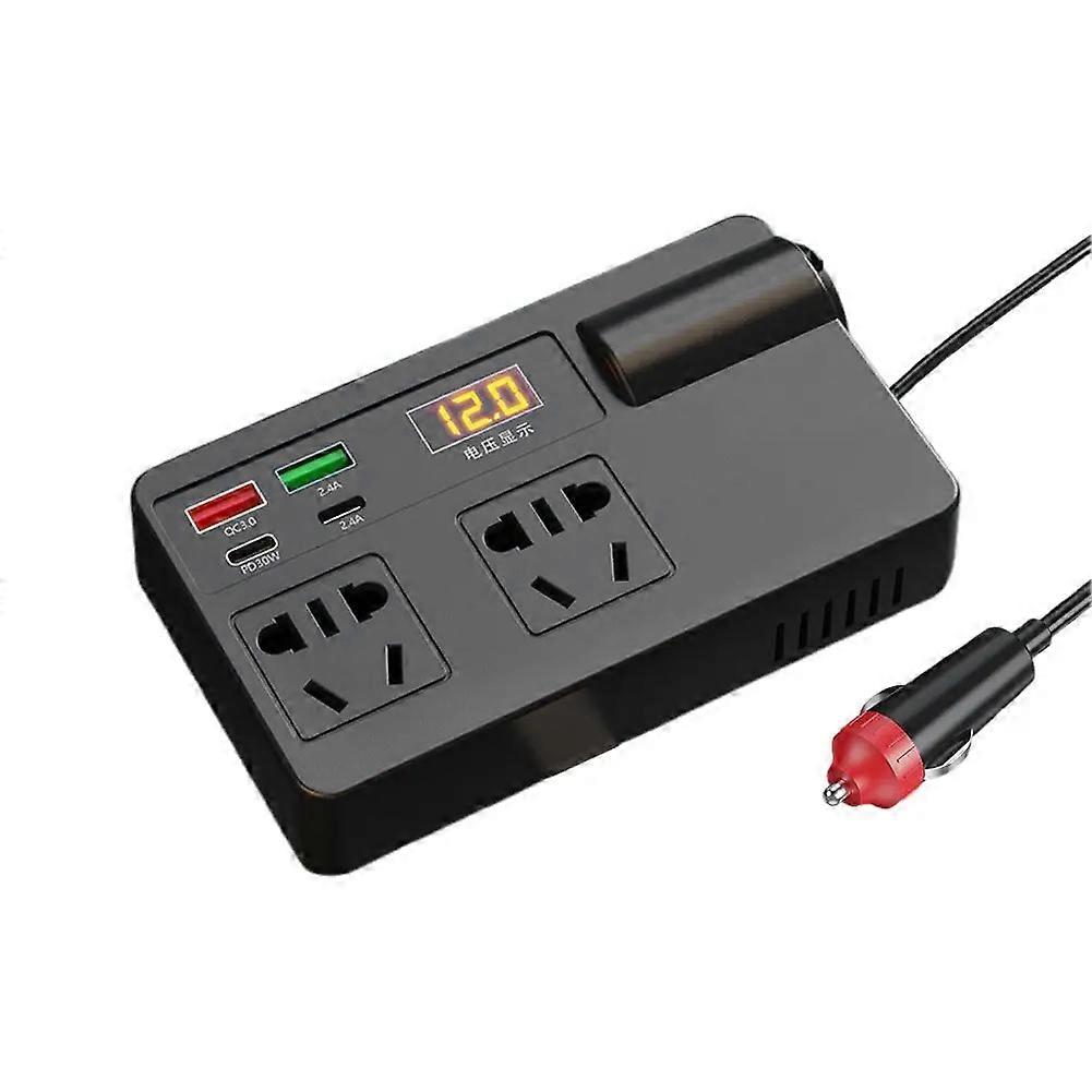 200W Car Inverter 12V to 220V with Converter Switch QC 3.0 USB/PD/Type-C Chargers Power Adapter Voltage Detection Tool