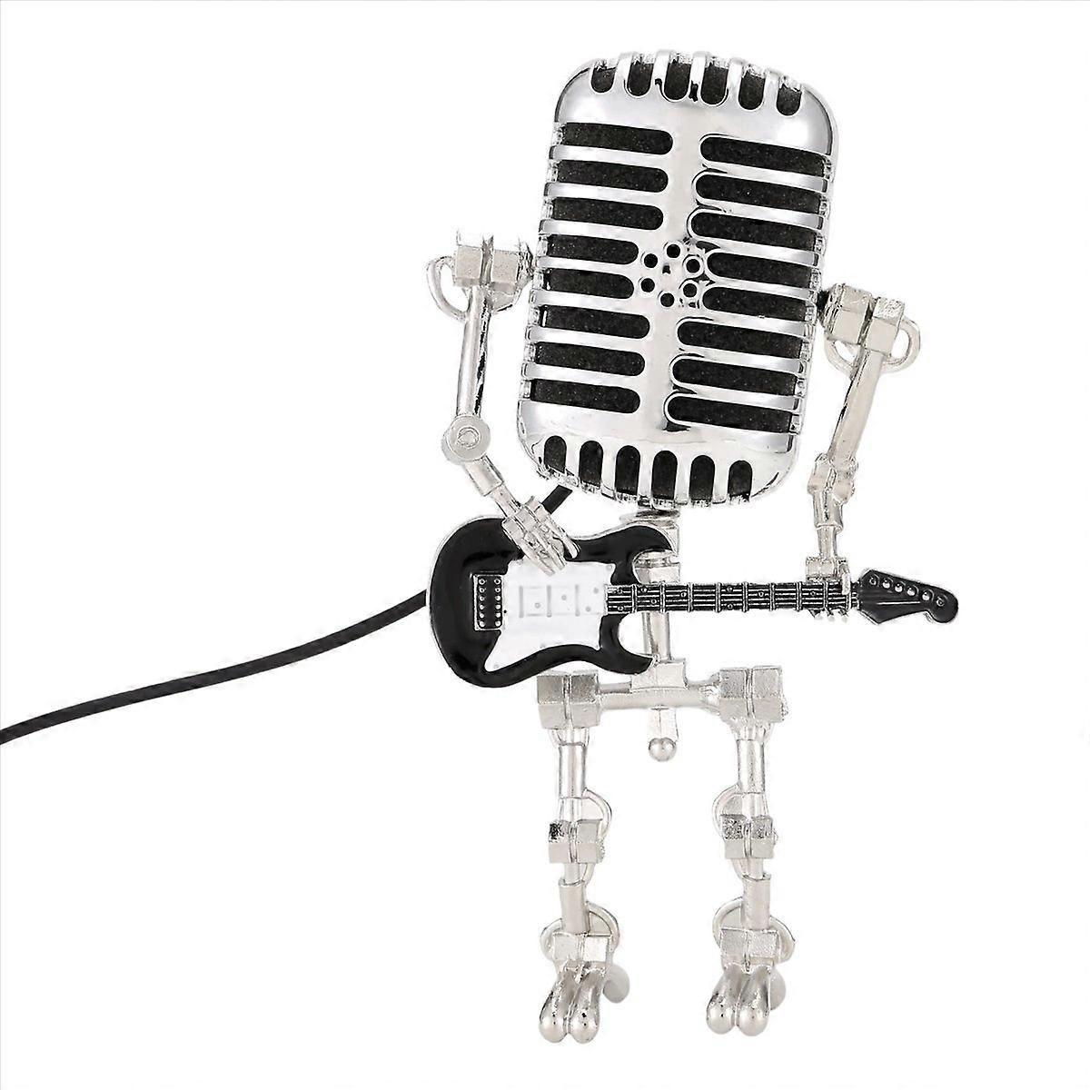 Microphone Robot Table Lamp, Holding Guitare Night Light, Black