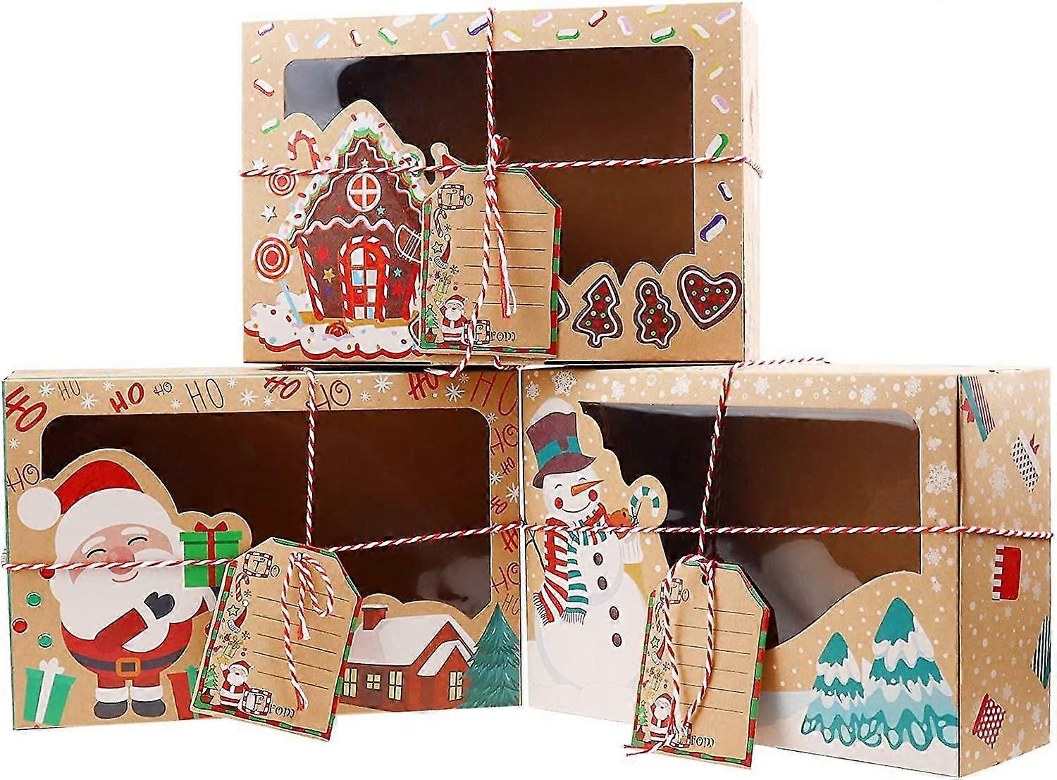12pcs Christmas Cookie Gift Boxes With Clear Window