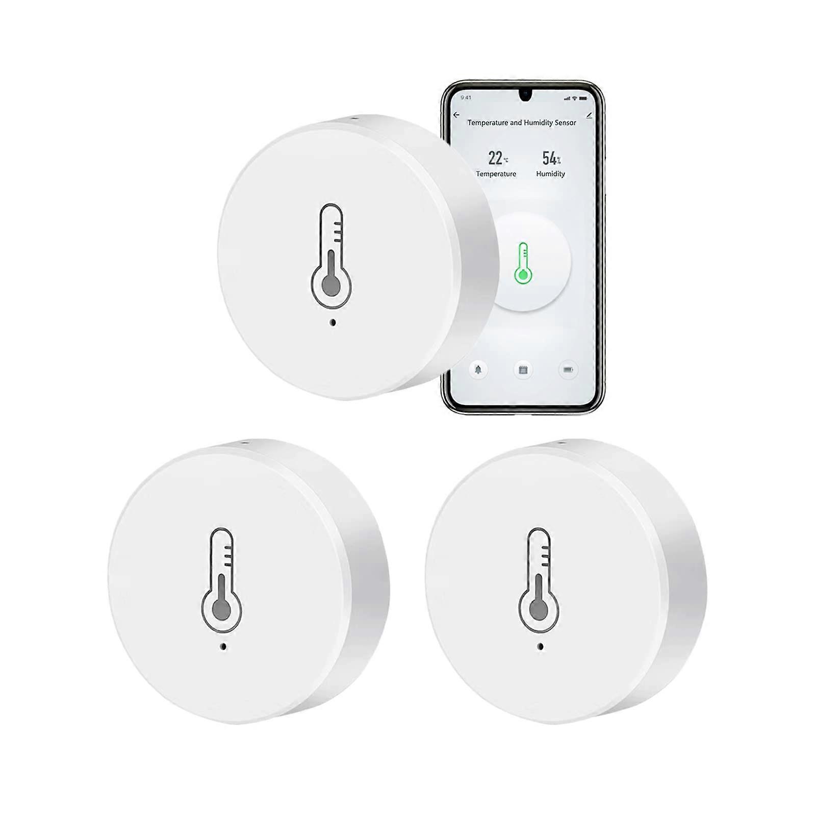 Wireless Hygrometer ZigBee Temperature Humidity Monitor With App Alerts Data Storage Export Hub Required 3 Pack
