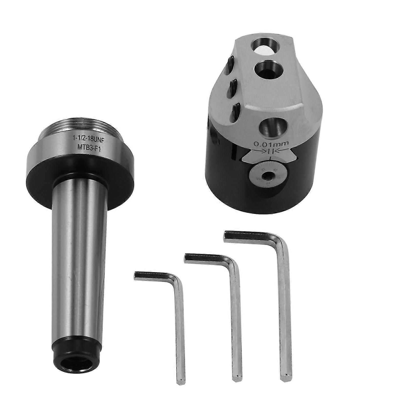 1 Set 50mm Mt3-m12 Universal Usage Boring Head With Morse Taper Shank For Lathe Milling Tool