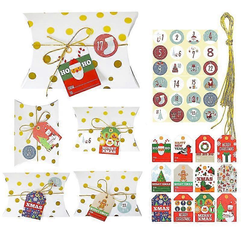 Caixa de presente de Natal criativa com estampa de bolinhas e listras douradas @BUGU