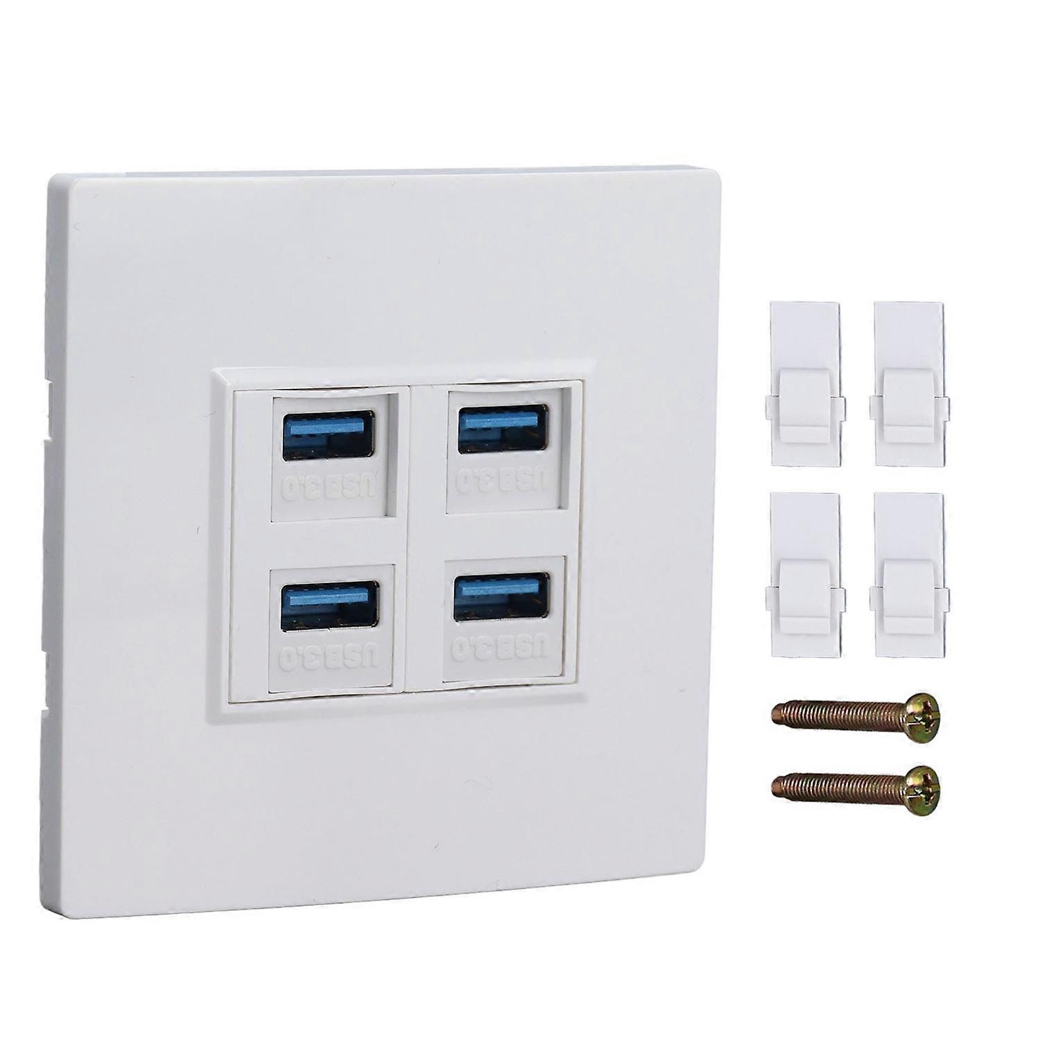 4 Port Ethernet Wall Plate Outlet USB3.0 5Gbps Duplex Data Communication Ethernet Panel Wall Plug 86