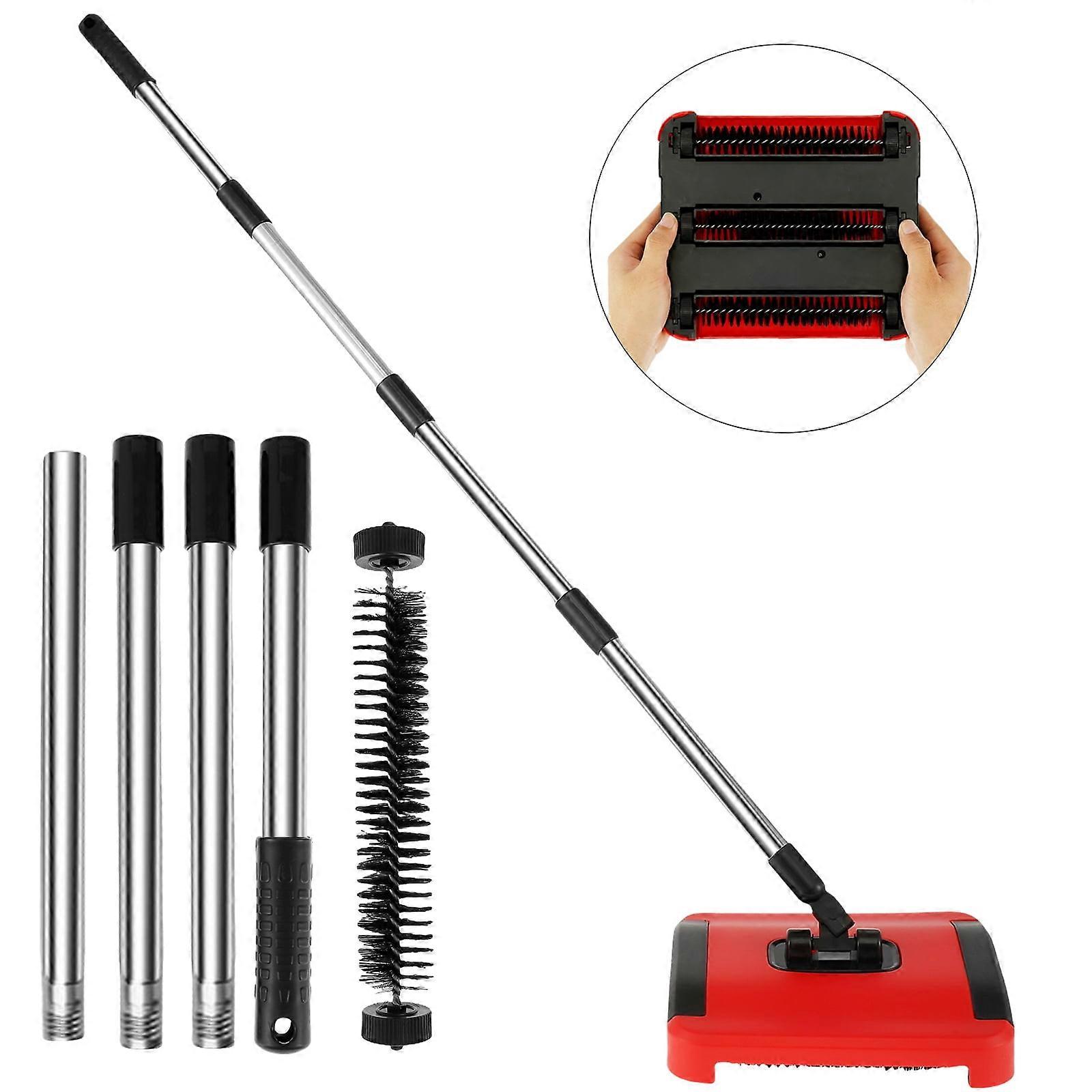 FUYGRCJ Natural Sweep Carpet Floor Sweeper, Manual Roller Brush, Non-Electric Multi-Surface Cleaner Compatible with Carpets