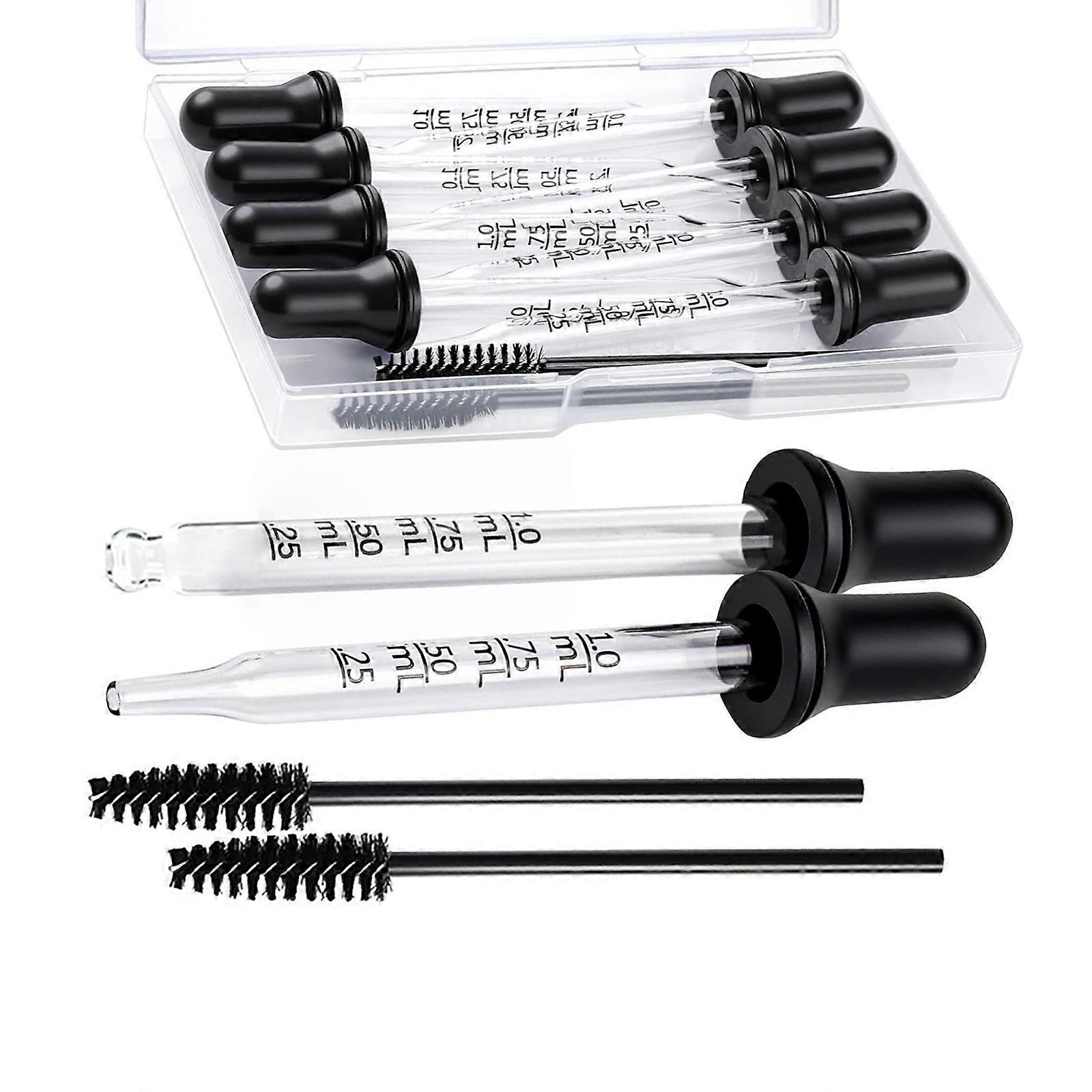 Multipurpose Clear Laboratory Glass Dropper with Cleaning Brush Straight Tip Essential Oil Dropper for Measuring Multicolor