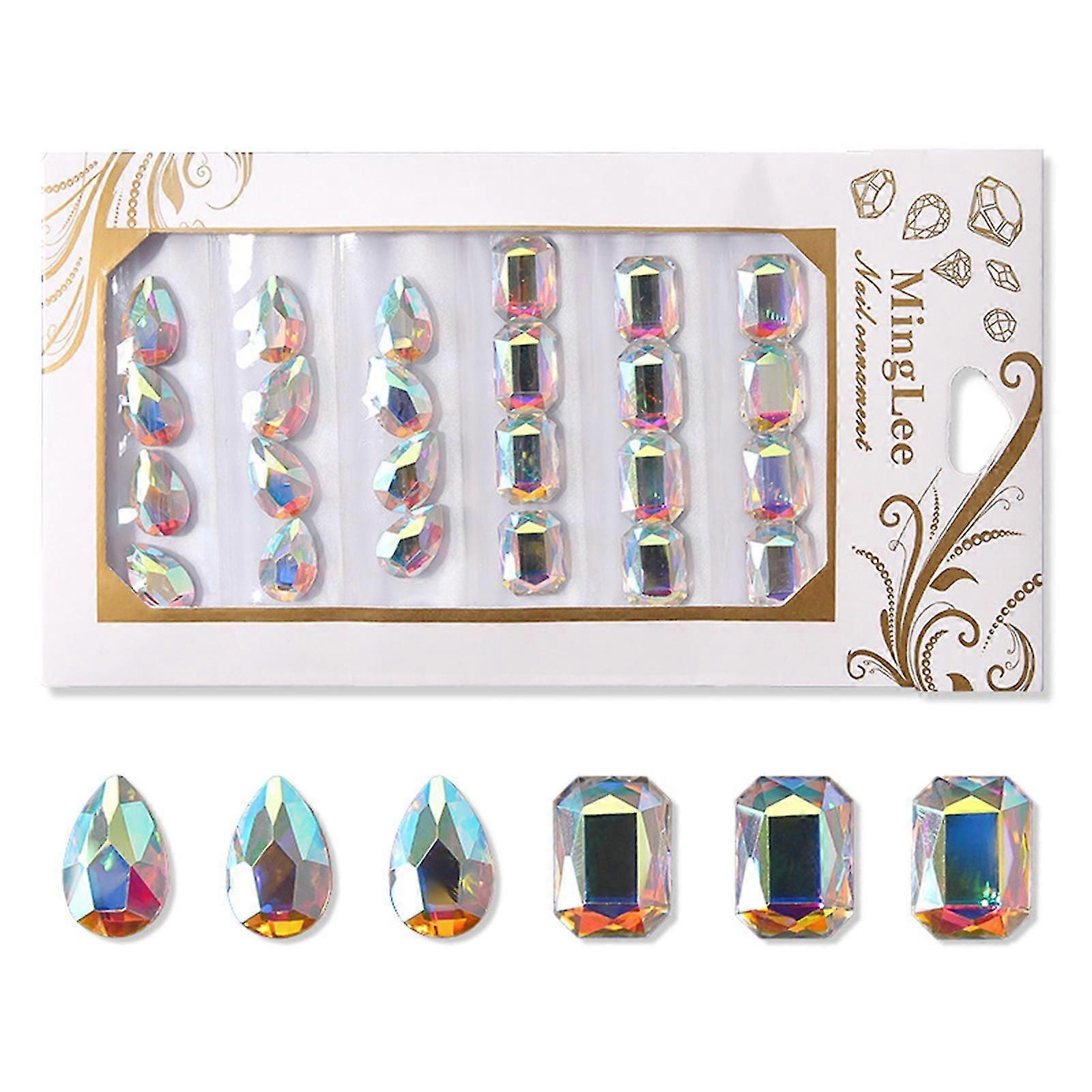 Charzieg White Symphony Octagonal Flat Bottom Drill Big Drill Set Six-grid Bag klinec Dekorácie na nechty