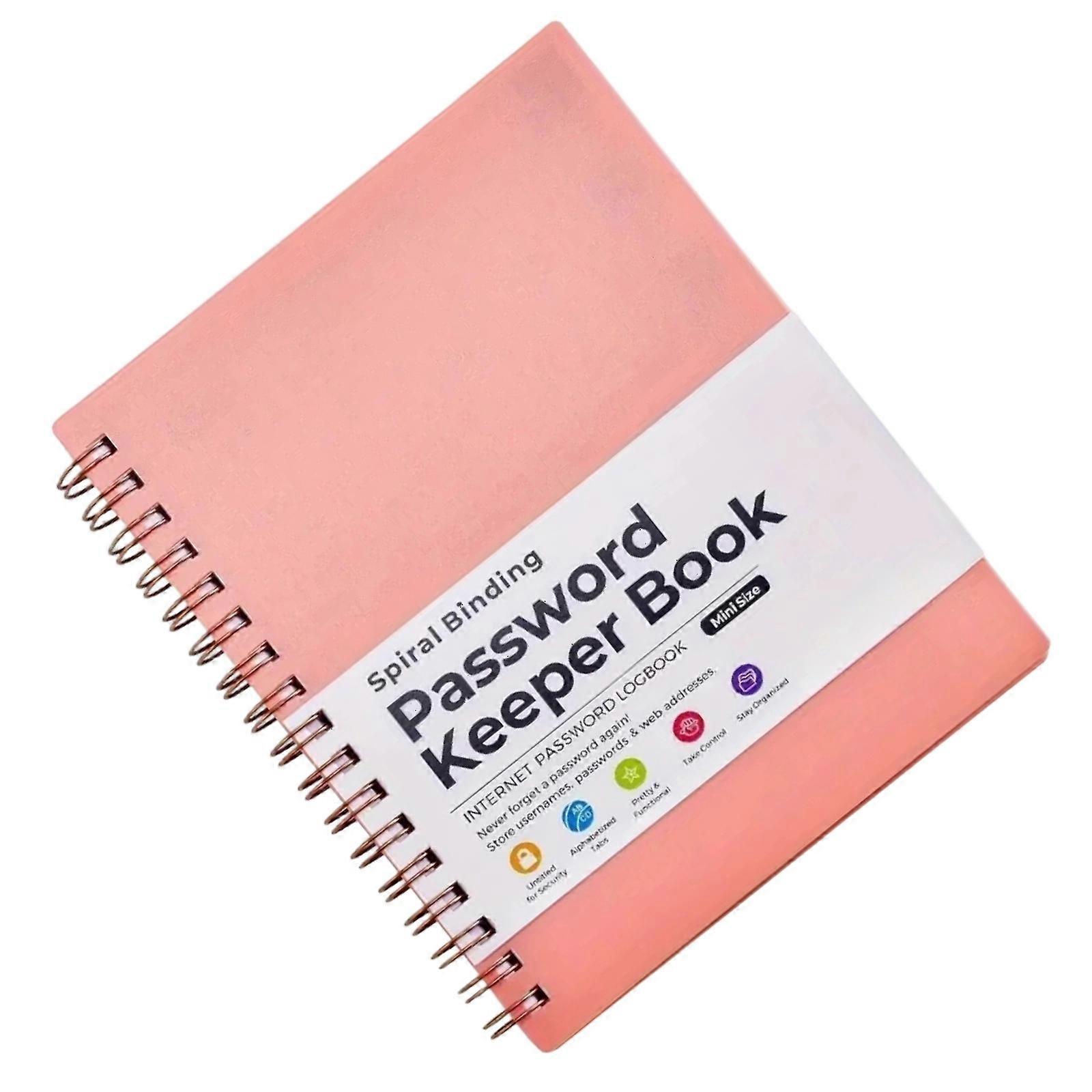 Libro delle password con schede alfabetiche Quaderno sicuro e organizzato Libro Password Keeper Quaderno a spirale portatile Rosa