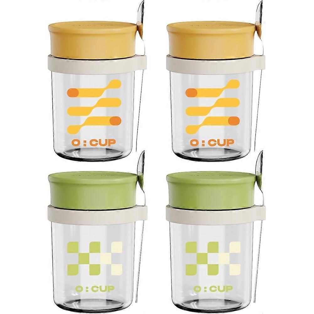 4 Pack Overnight Oats Jars,12oz Glass Canning MasonJar with Airtight Lid and Spoon Container for Pudding,Cereal