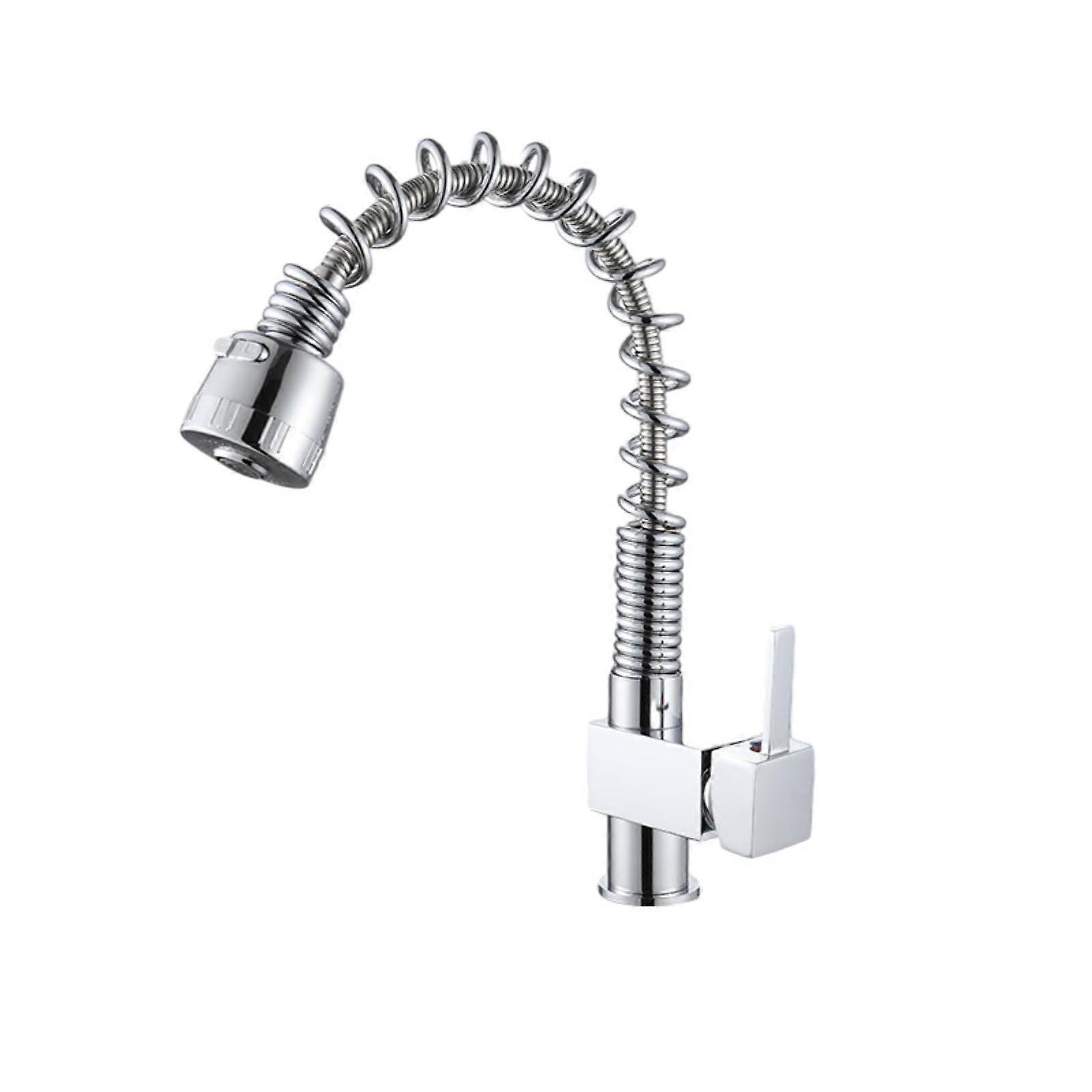 Black Kitchen Sink Faucet Copper Rotatable Pull Down Mixer Tap Single Hole Square Spring 11