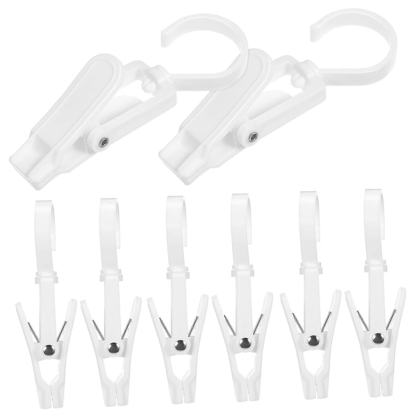 Swivel Laundry Clips 10Pcs For Hanging Clothes Hats Socks Space Saving Rotating Closet Hooks White Strong Clamping