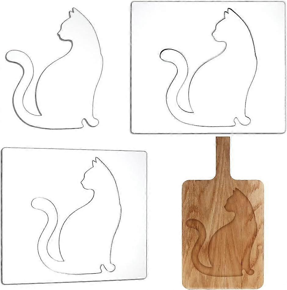 2 PCS Acrylic Router Templates Transparent Cat Router Template 5mm Thick Router Inlay Template for Woodworking Craft Projects Tracing Guide Tool 5.9x6