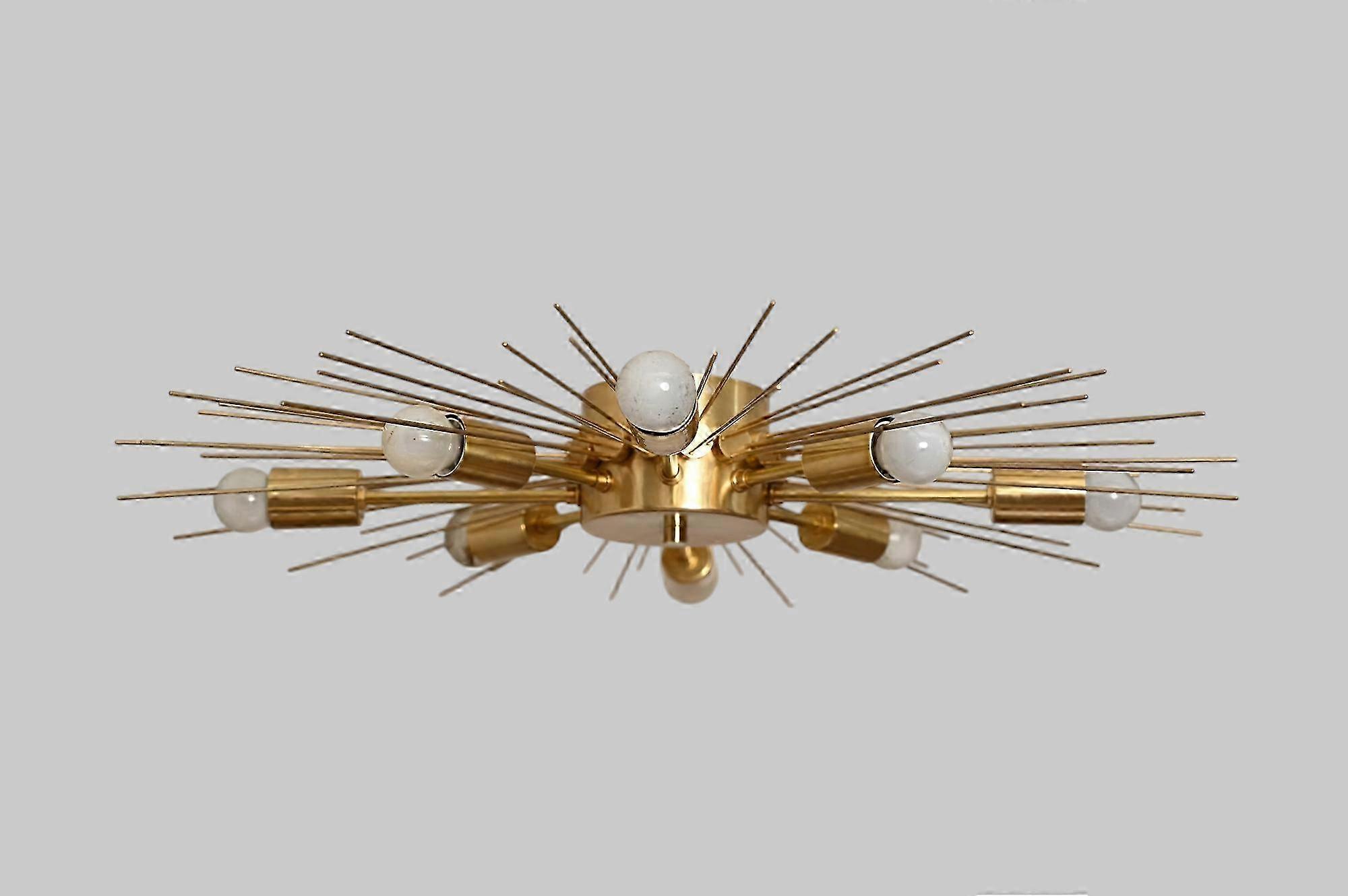 Handmade Mid-century Brass Sputnik Chandelier With Vintage Charm