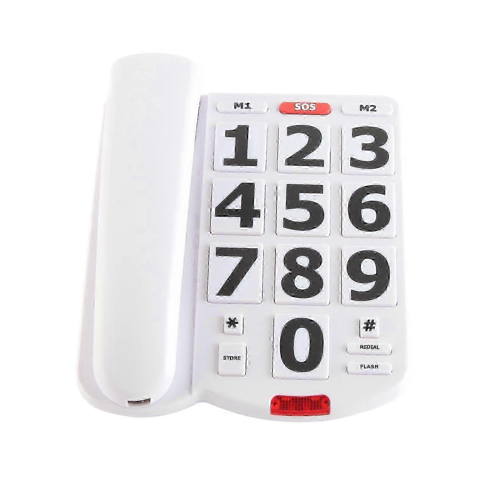 Kablet telefon med store knapper for eldre og hørselshemmede: Eldre fasttelefon