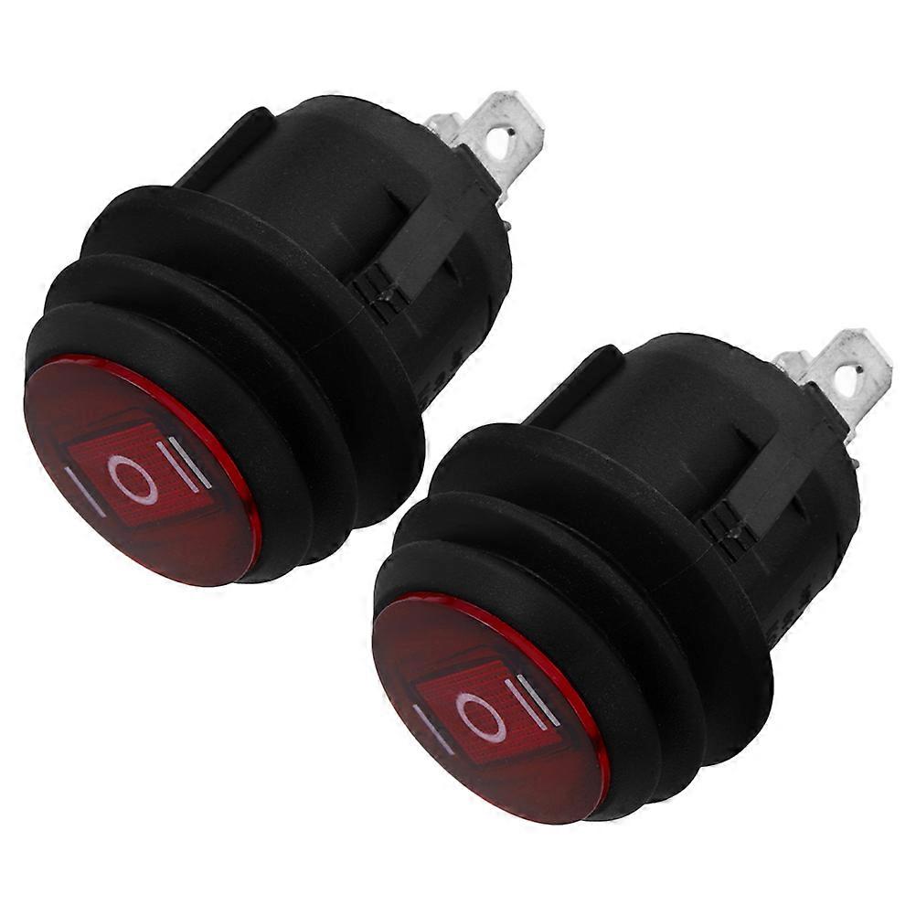 Waterproof Round Boat Switch 3 Position Control Designed For Automotive Applications Red 2Pcs