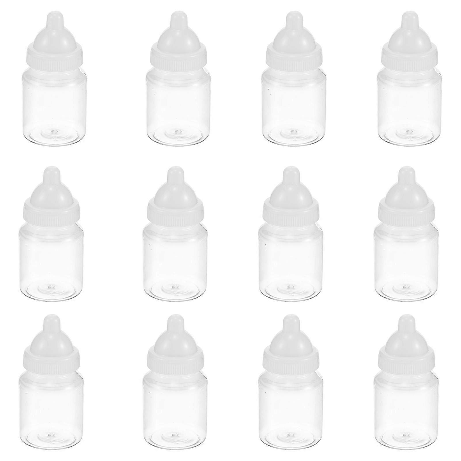 12Pcs White Plastic Baby Bottle Candy Boxes for Storage Use and Display