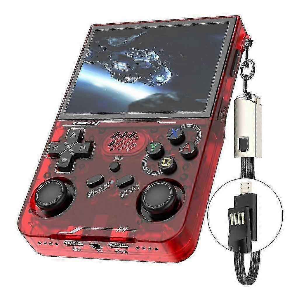 2pc R36xx Retro Handheld Game Console Standard Version (No Card) - Transparent Red w