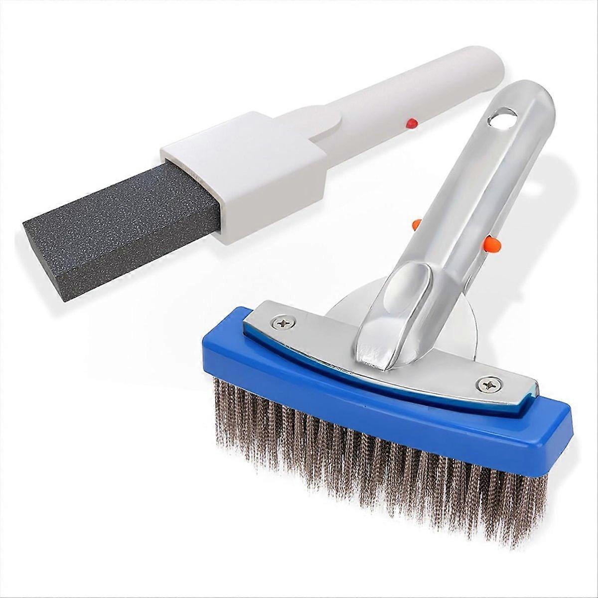 Pedra pomes de piscina e kit de escova de piscina de aço inoxidável de 5 polegadas