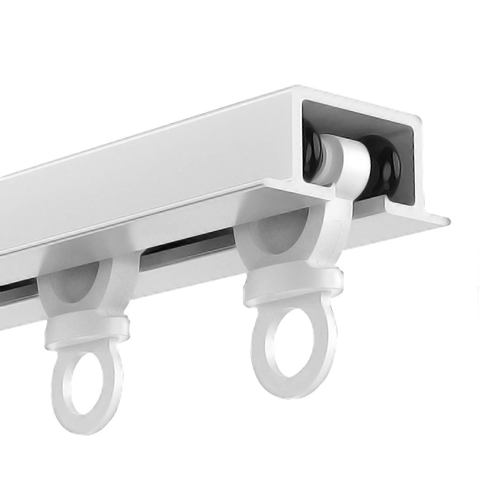 Ceiling Curtain Track Heavy Duty Aluminum Hidden Rail Noise Reduction Pulleys White 250cm