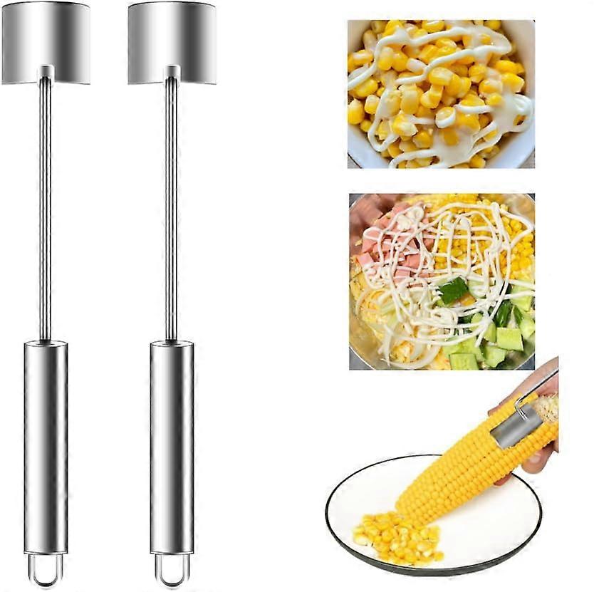 Stainless Steel Corn Peeler and Cob Stripper 2pcs Long Handle Tool for Efficient Kernel Removal